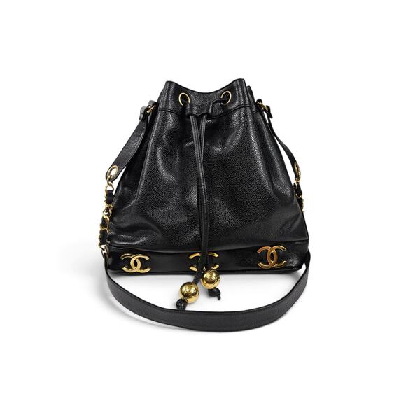 Chanel Handbags - Vintage 90's Chanel Large Triple CC Bucket Bag Black Caviar Leather